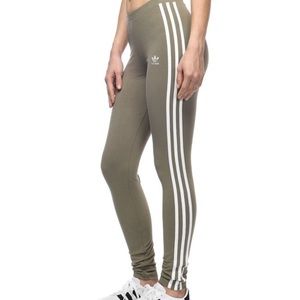 adidias 3 stripe adidias olive leggings sz small